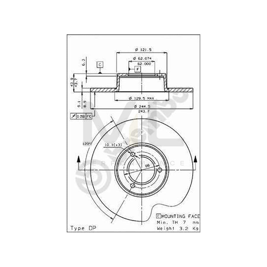 BREMBO 08.3969.10 Brake Disc Solid | ML Performance Car Parts