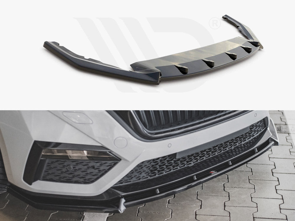 Maxton Design SK-OC-4-RS-FD1T Front Splitter V1 Skoda Octavia Rs MK4 (2020-) | ML Performance UK Car Parts