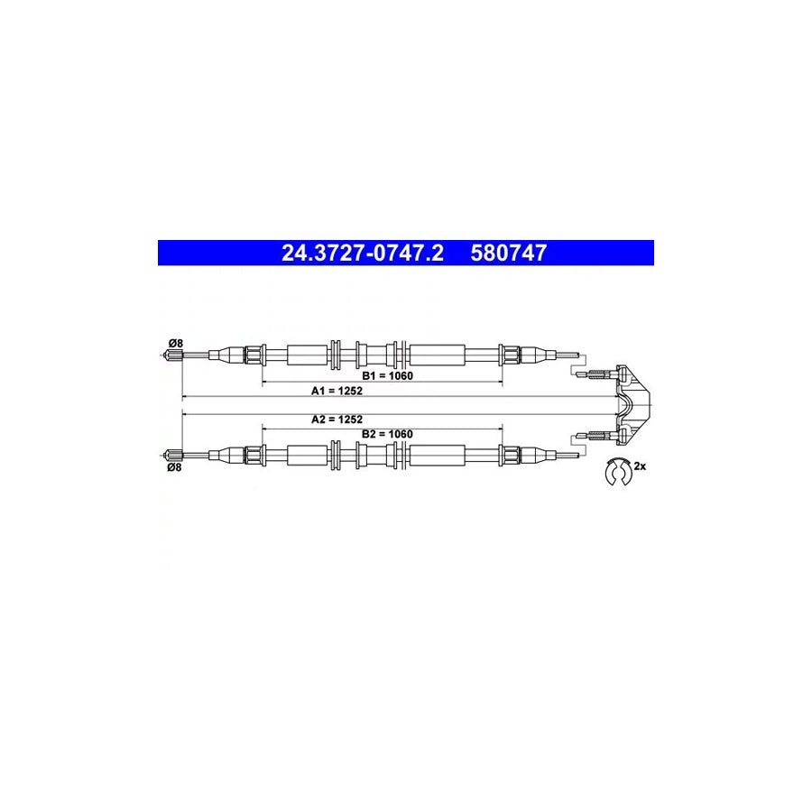 ATE 24.3727-0747.2 Hand Brake Cable