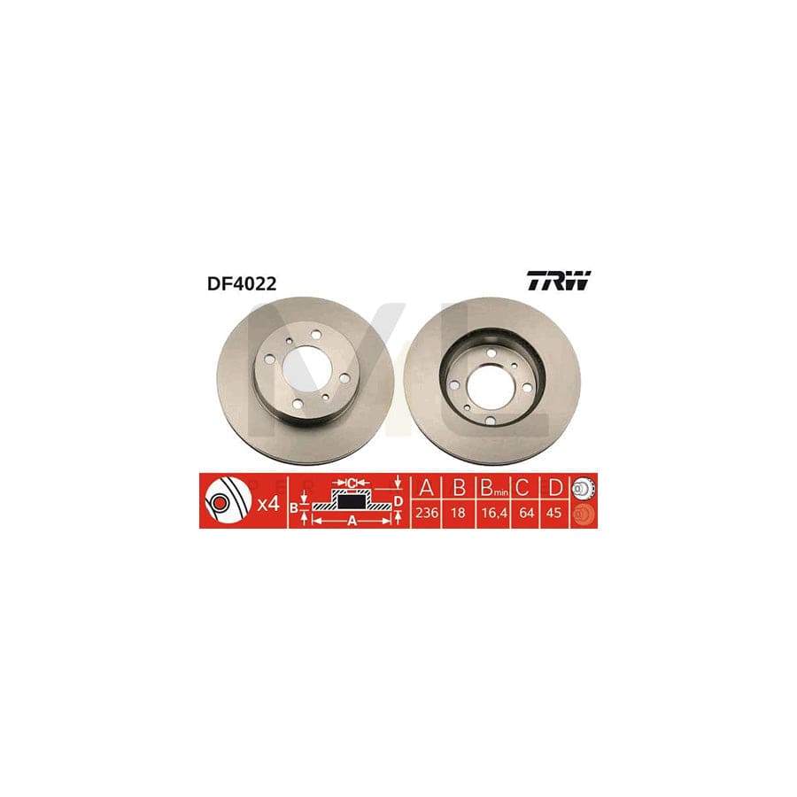 TRW DF4022 Brake Disc Vented, Painted | ML Performance Car Parts