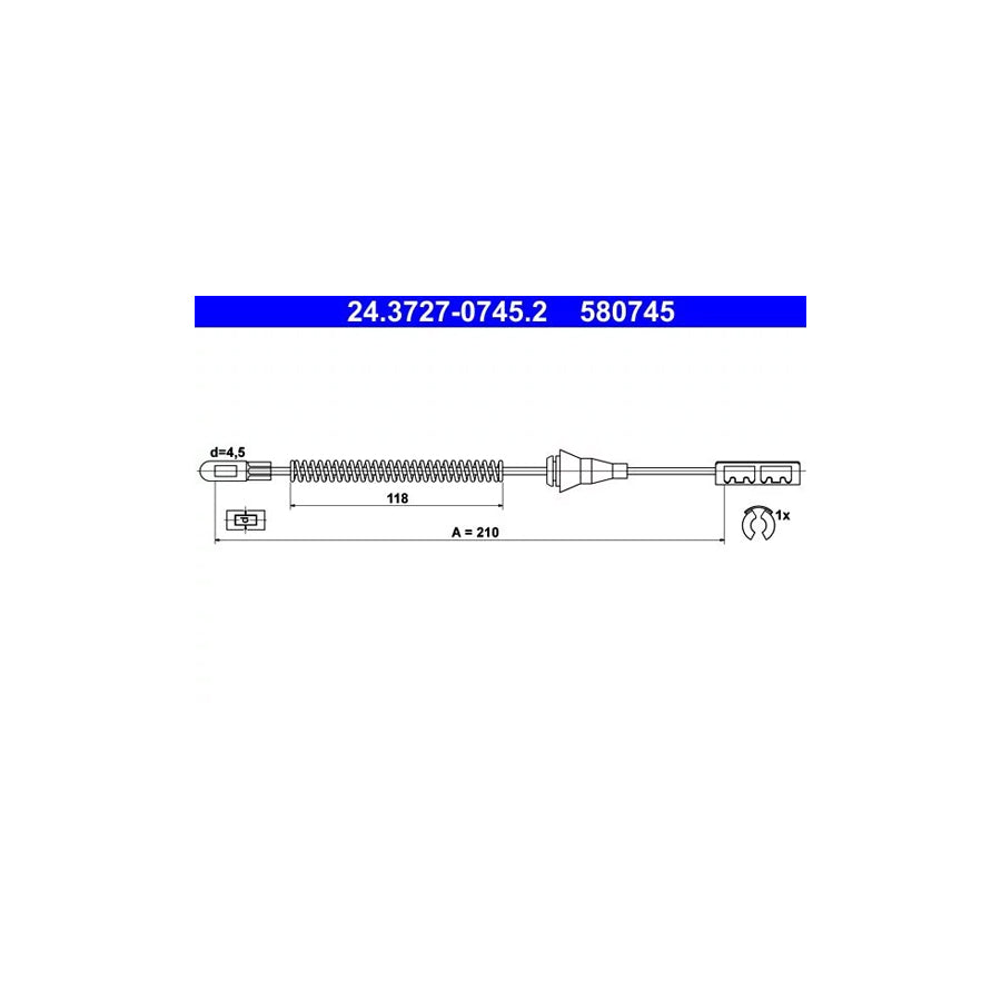 ATE 24.3727-0745.2 Hand Brake Cable