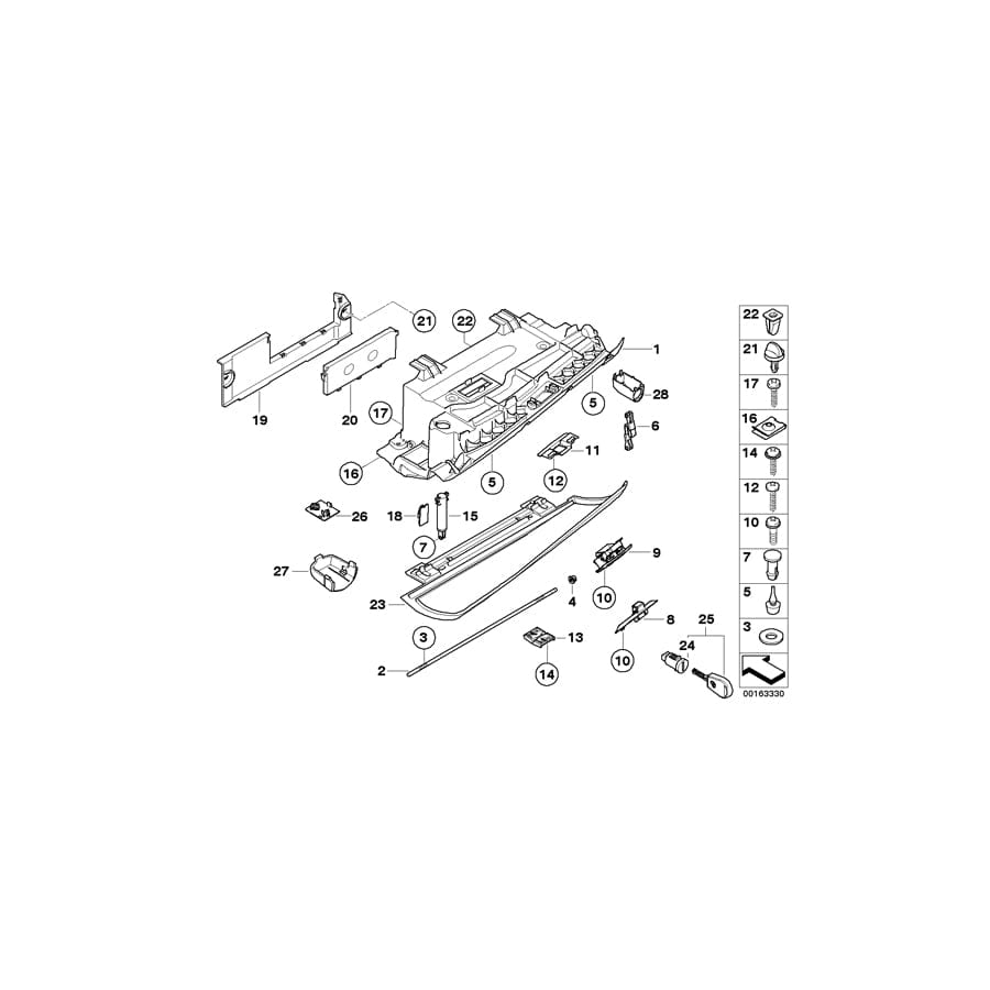 Genuine BMW 51167063512 E61 E60 Glove Box Axle (Inc. 525xd, 528i & 525xi) | ML Performance UK Car Parts