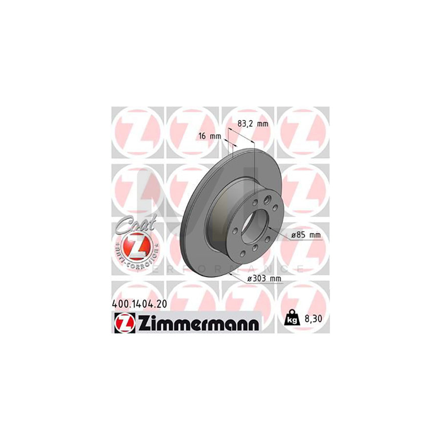 ZIMMERMANN COAT Z 400.1404.20 Brake Disc Solid, Coated | ML Performance Car Parts