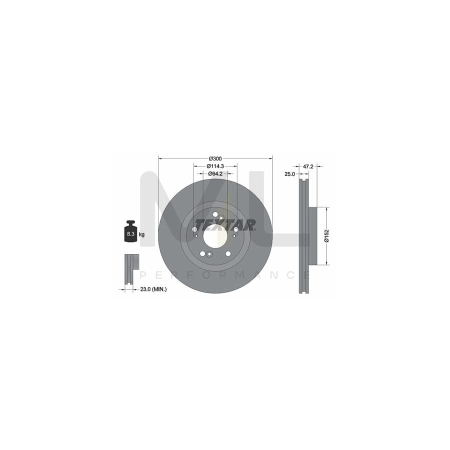 TEXTAR 92140900 Brake Disc for HONDA ACCORD Internally Vented, without wheel hub, without wheel studs | ML Performance Car Parts