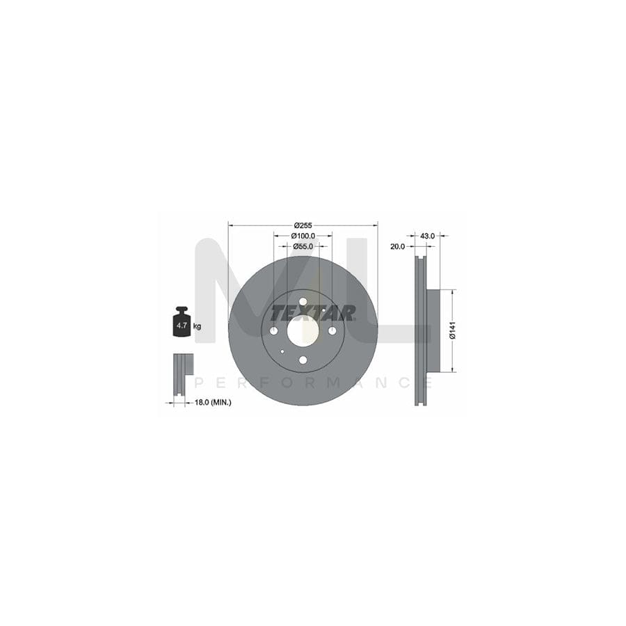 TEXTAR PRO 92115603 Brake Disc Internally Vented, Coated, without wheel hub, without wheel studs | ML Performance Car Parts