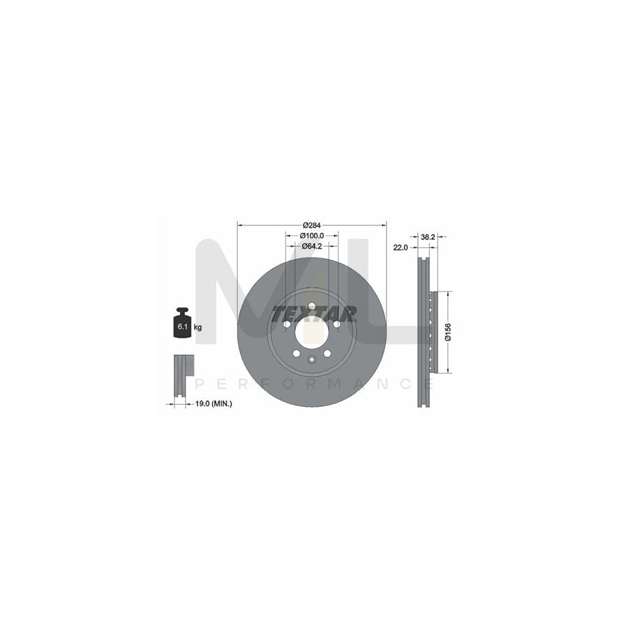 TEXTAR 92103400 Brake Disc Externally Vented, without wheel hub, without wheel studs | ML Performance Car Parts