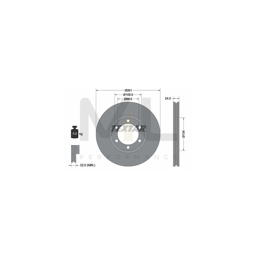 TEXTAR 92234700 Brake Disc Internally Vented, without wheel hub, without wheel studs | ML Performance Car Parts