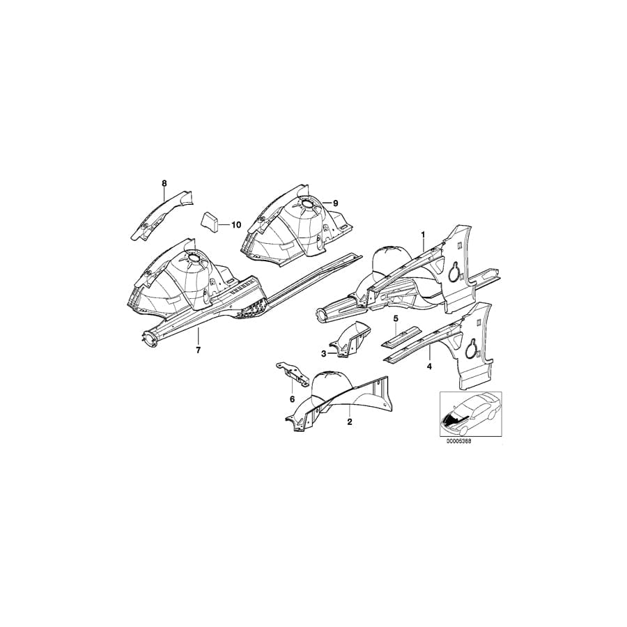 Genuine BMW 41118398621 E36 Wheel Housing Strut, Front Left (Inc. Z3) | ML Performance UK Car Parts