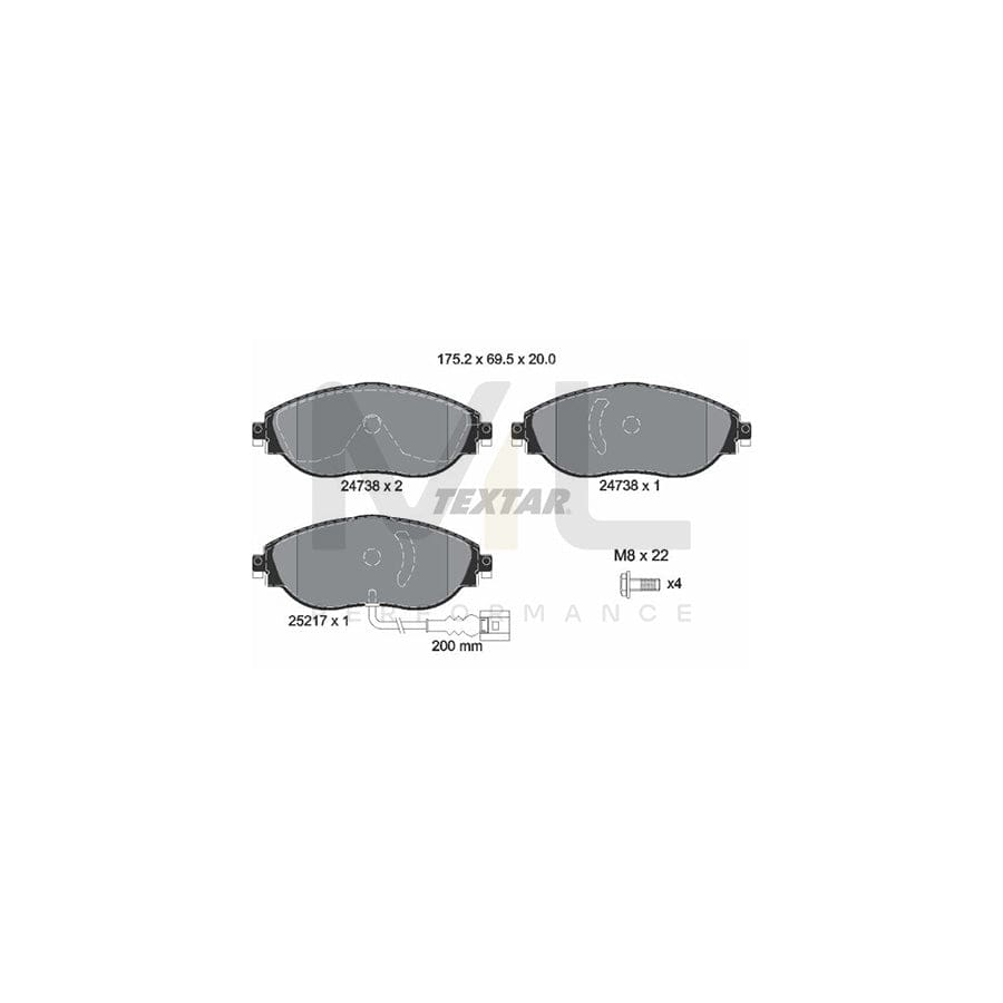 TEXTAR 2473801 Brake pad set with integrated wear warning contact | ML Performance Car Parts