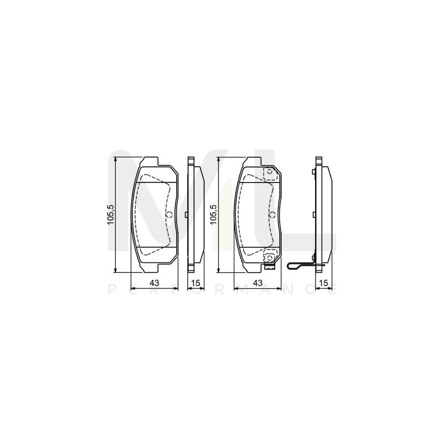 Bosch 0986494223 Brake Pad Set With Acoustic Wear Warning, With Anti-Squeak Plate, With Mounting Manual BP1158 | ML Performance Car Parts