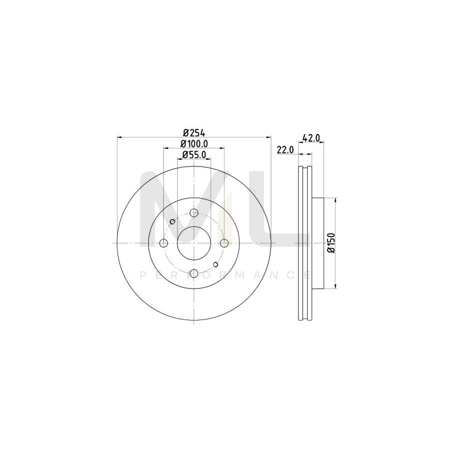 HELLA PRO 8DD 355 116-541 Brake Disc Internally Vented, Coated, without wheel hub, without wheel studs | ML Performance Car Parts