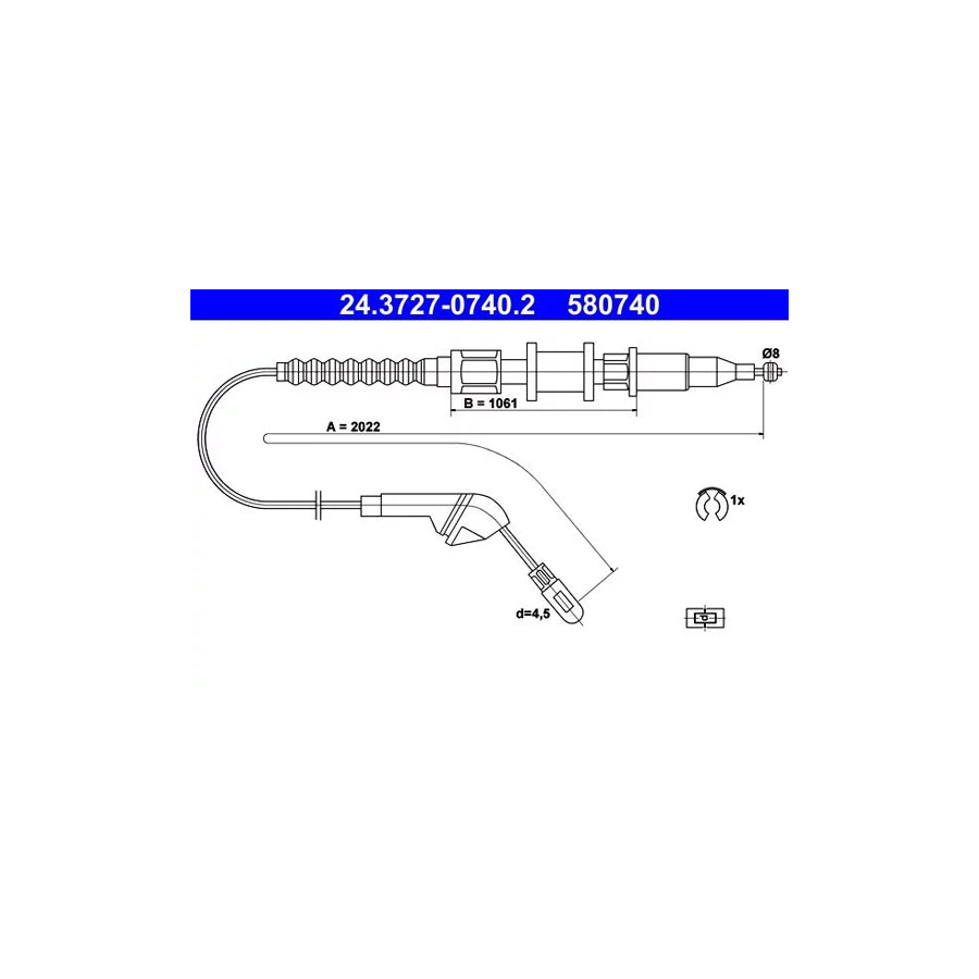 ATE 24.3727-0740.2 Hand Brake Cable