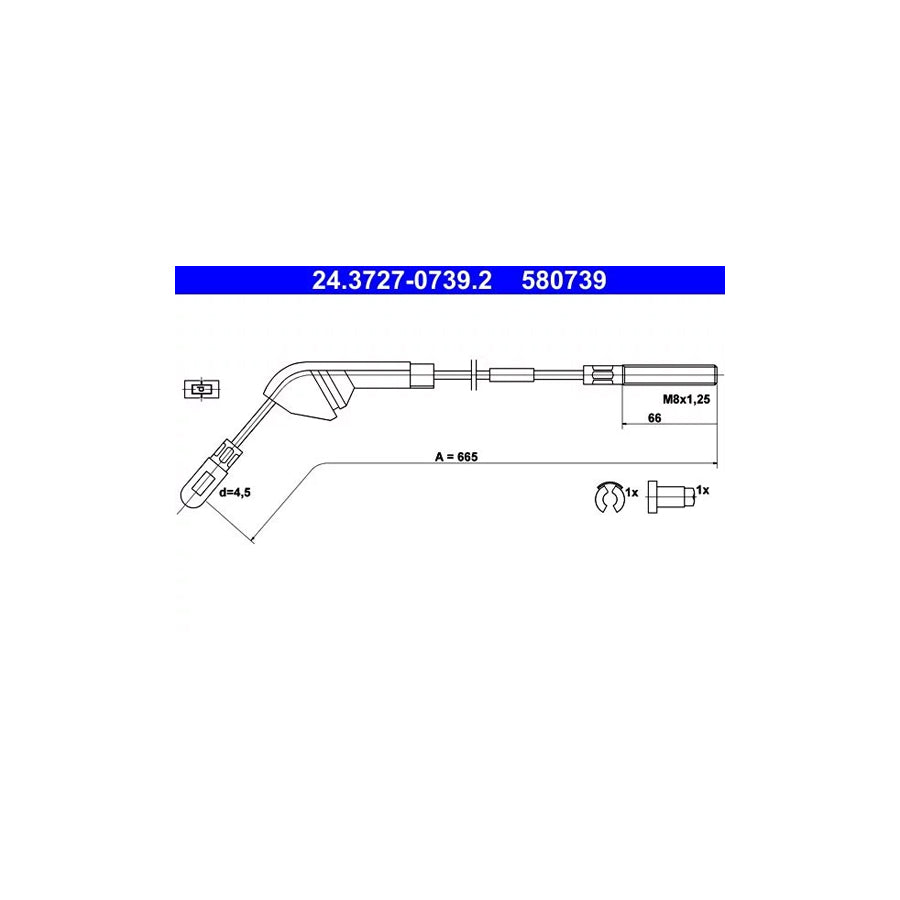 ATE 24.3727-0739.2 Hand Brake Cable