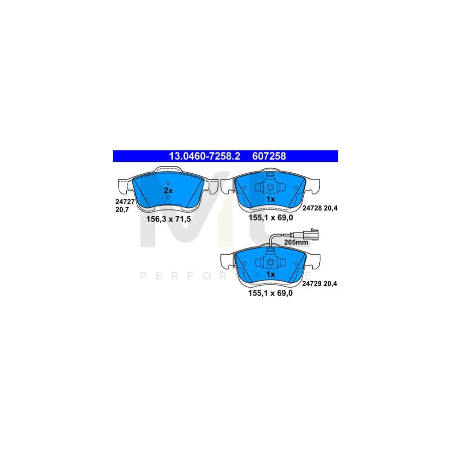 ATE 13.0460-7258.2 Brake pad set incl. wear warning contact | ML Performance Car Parts