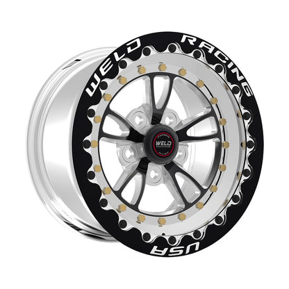 Weld 793B58206F Full Throttle Beadlock Wheel 15x8 5x4.5 ET-25 BS3.5 Black Center - Polished Shell