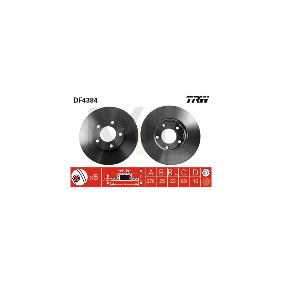 TRW DF4384 Brake Disc Vented, Painted | ML Performance Car Parts