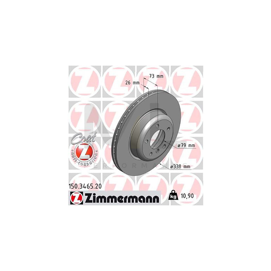 ZIMMERMANN COAT Z 150.3465.20 Brake Disc Internally Vented, Coated, High-carbon | ML Performance Car Parts