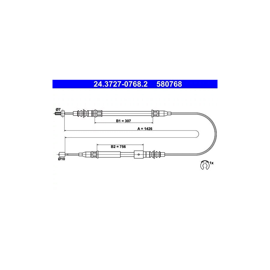 ATE 24.3727-0768.2 Hand Brake Cable