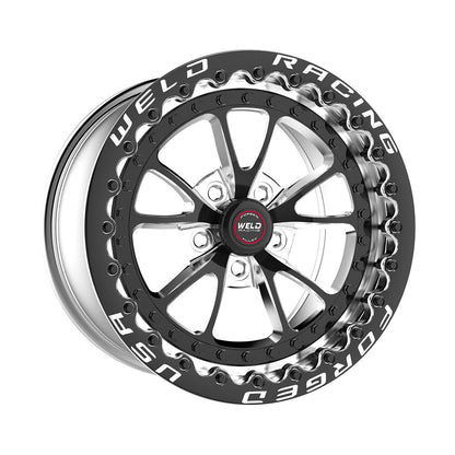 Weld 793B58206F Full Throttle Beadlock Wheel 15x8 5x4.5 ET-25 BS3.5 Black Center - Polished Shell