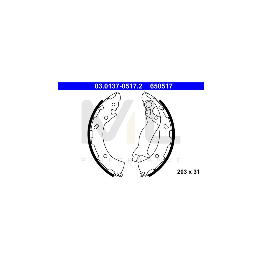 ATE 03.0137-0517.2 Brake Shoe Set with lever | ML Performance Car Parts