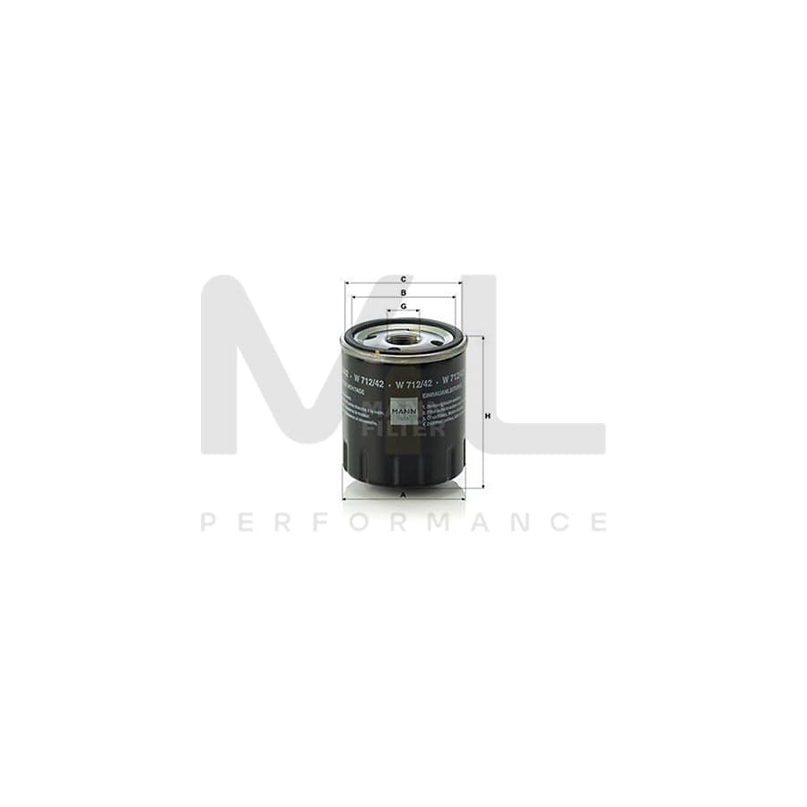 MANN-FILTER W 712/42 Oil Filter Spin-on Filter | ML Performance Car Parts