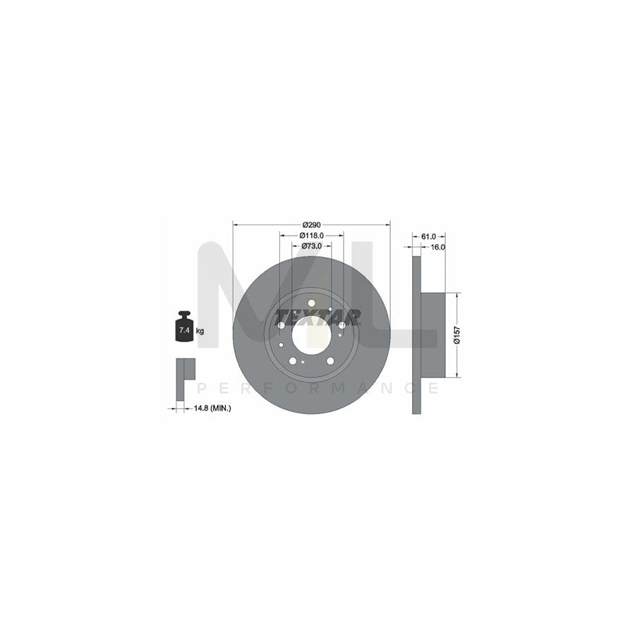 TEXTAR 92042900 Brake Disc Solid, without wheel hub, without wheel studs | ML Performance Car Parts