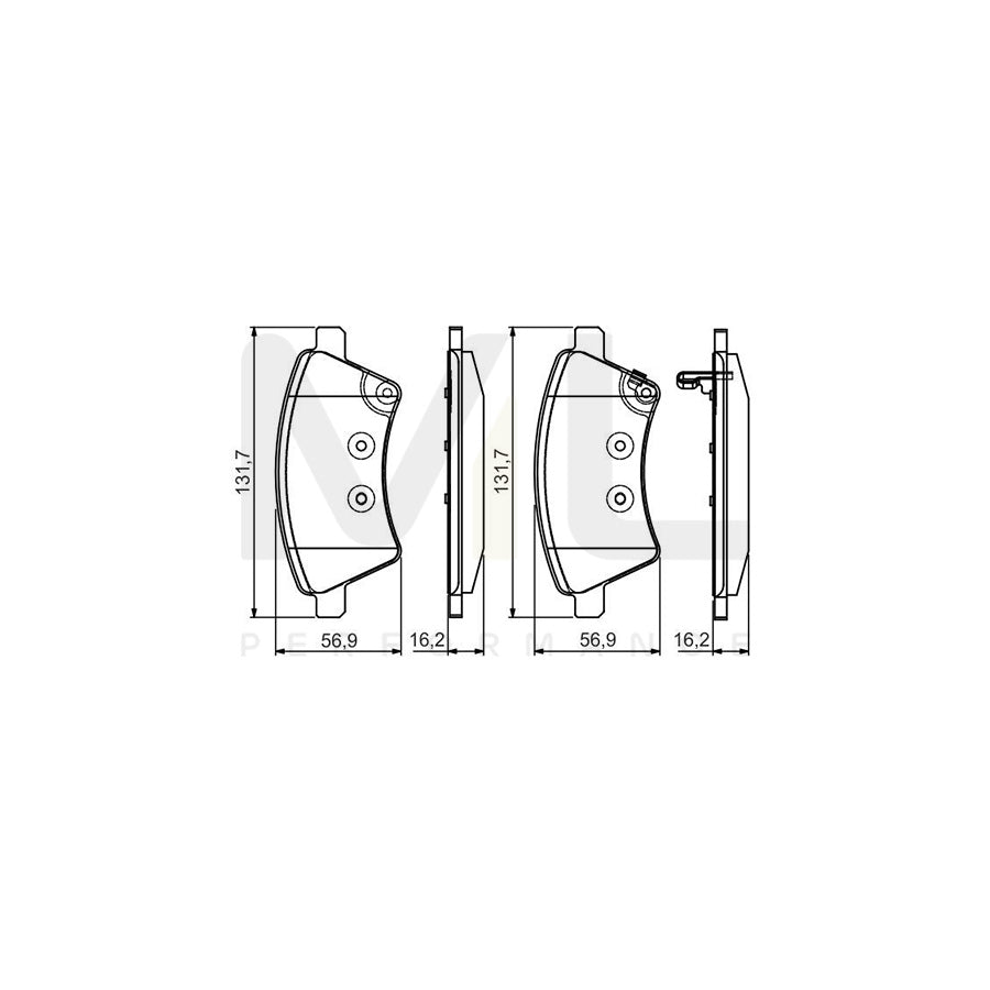 Bosch 0986495101 Brake Pad Set With Acoustic Wear Warning, With Mounting Manual BP1547 | ML Performance Car Parts