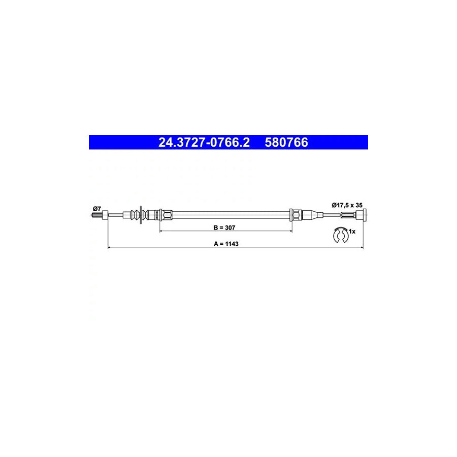 ATE 24.3727-0766.2 Hand Brake Cable