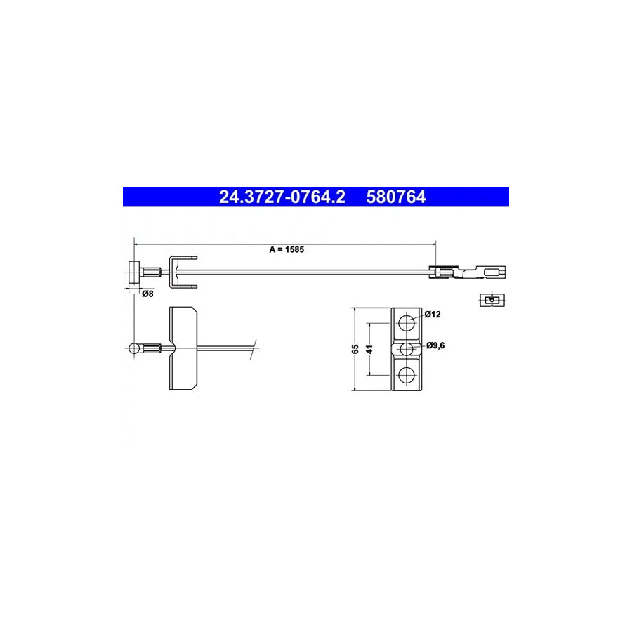 ATE 24.3727-0764.2 Hand Brake Cable