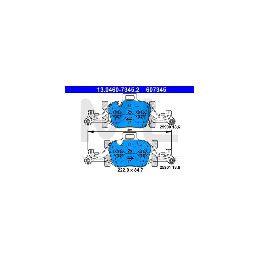 ATE 13.0460-7345.2 Brake pad set excl. wear warning contact, prepared for wear indicator | ML Performance Car Parts