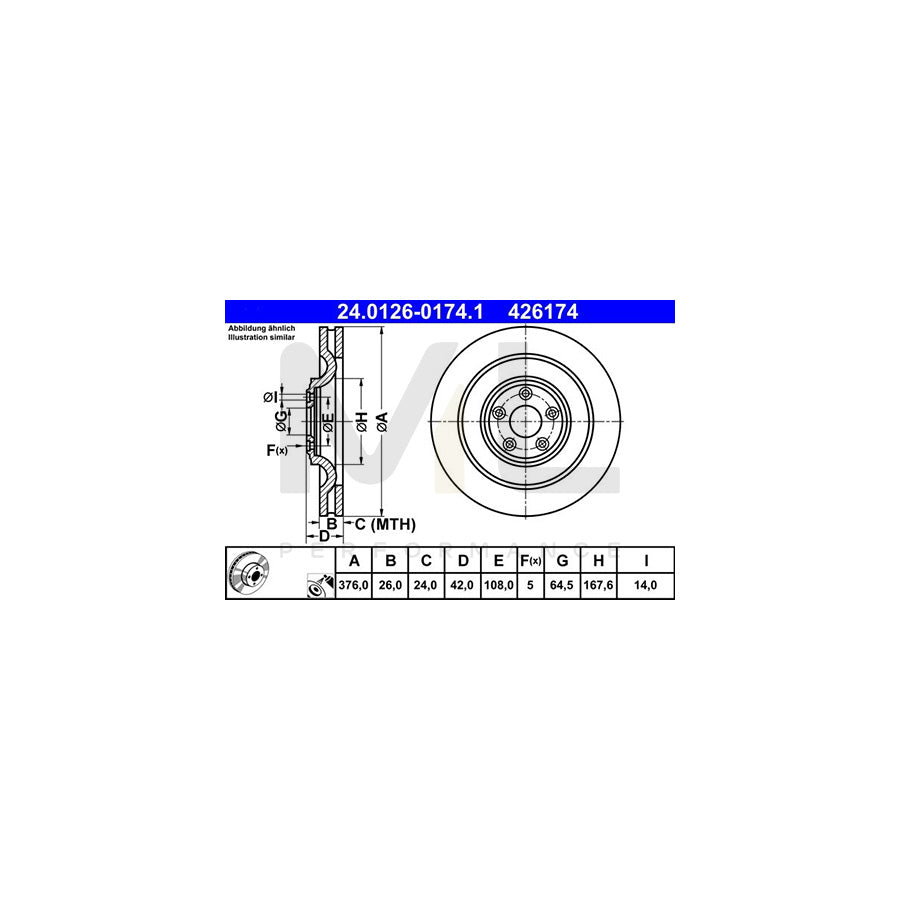 ATE 24.0126-0174.1 Brake Disc Vented, Coated, Alloyed / High-carbon | ML Performance Car Parts