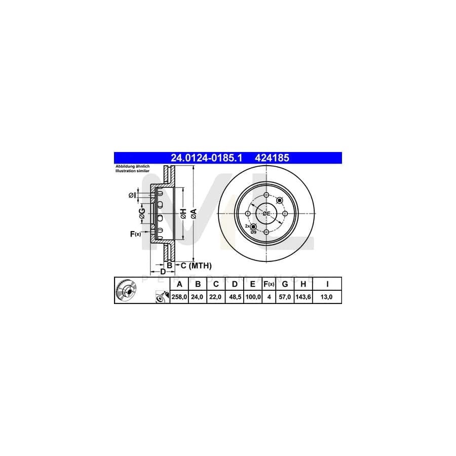 ATE 24.0124-0185.1 Brake Disc Vented, Coated | ML Performance Car Parts