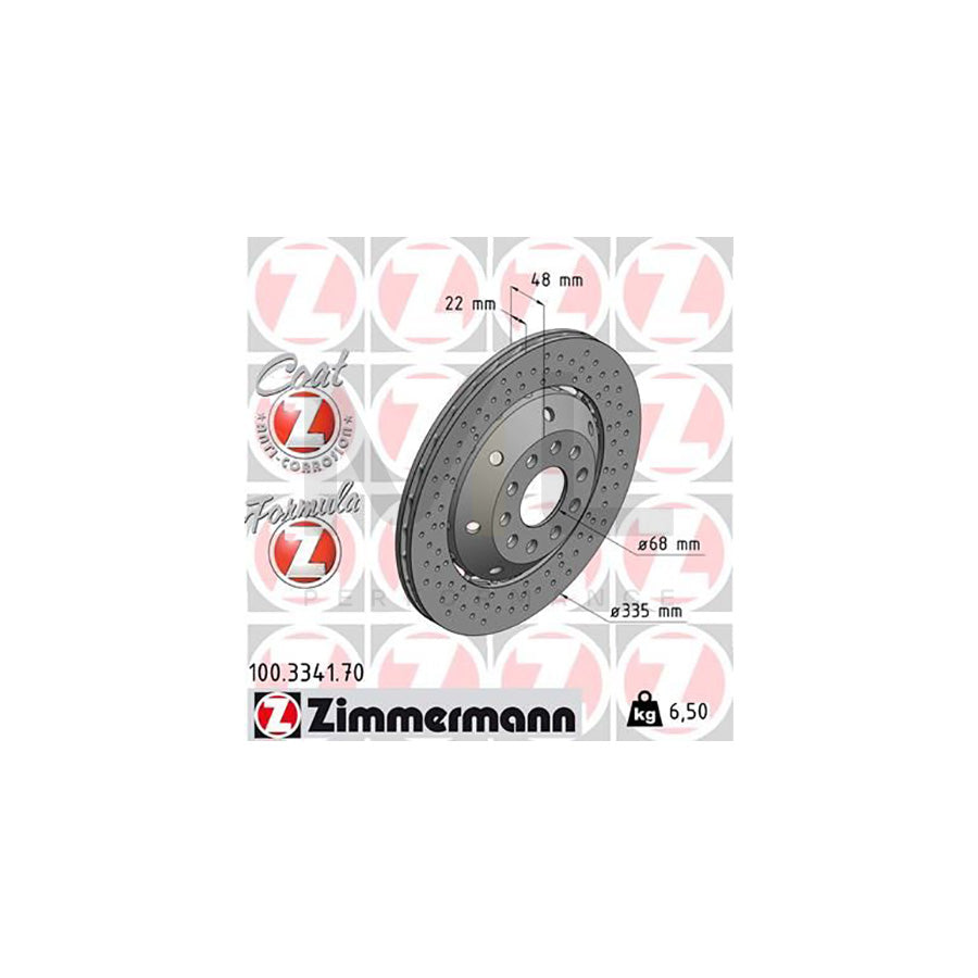 ZIMMERMANN FORMULA Z COAT Z 100.3341.70 Brake Disc for AUDI A6 Perforated, Two-piece brake disc, Vented, Coated, Alloyed / High-carbon | ML Performance Car Parts