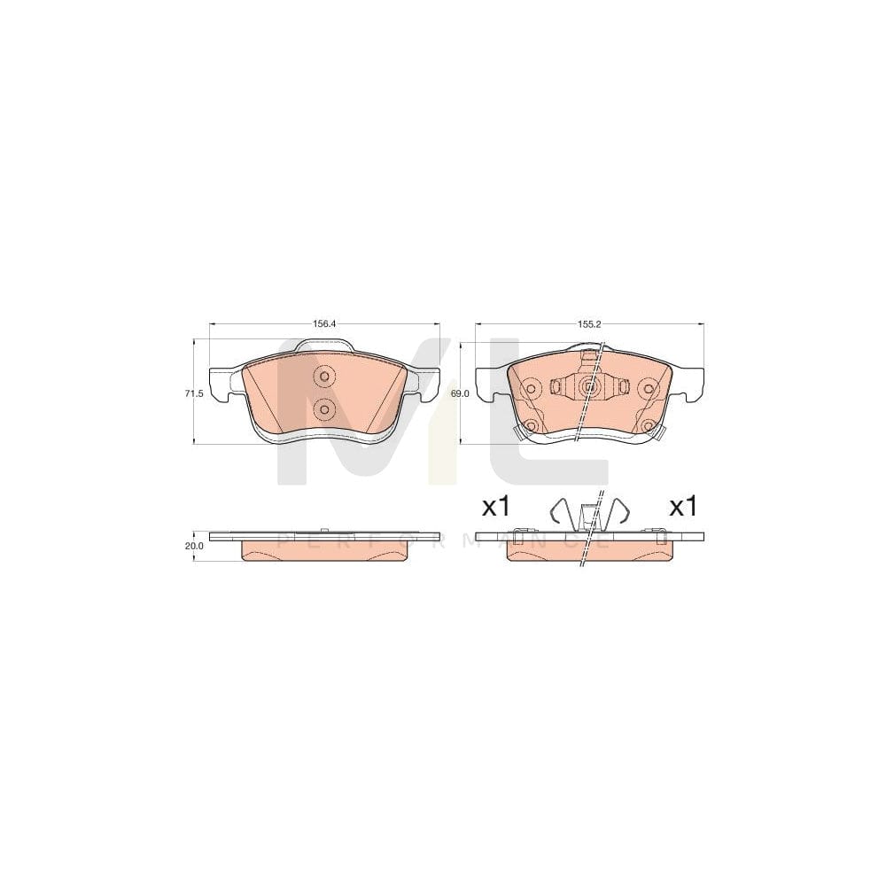 TRW Gdb2060 Brake Pad Set For Fiat 500L (351, 352) With Acoustic Wear Warning | ML Performance Car Parts