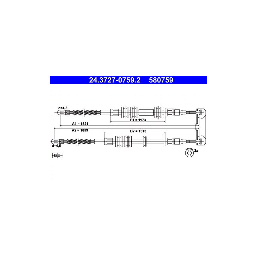 ATE 24.3727-0759.2 Hand Brake Cable