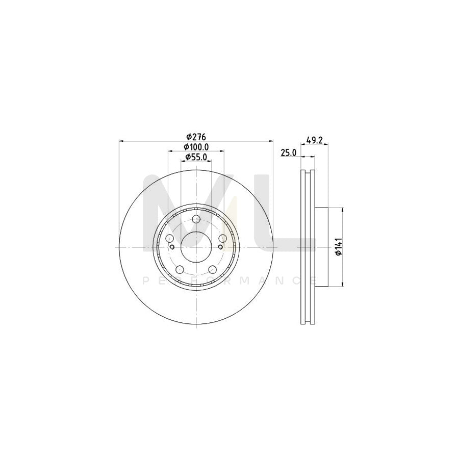 HELLA PRO 8DD 355 110-531 Brake Disc for TOYOTA AVENSIS Externally Vented, Coated, without wheel hub, without wheel studs | ML Performance Car Parts