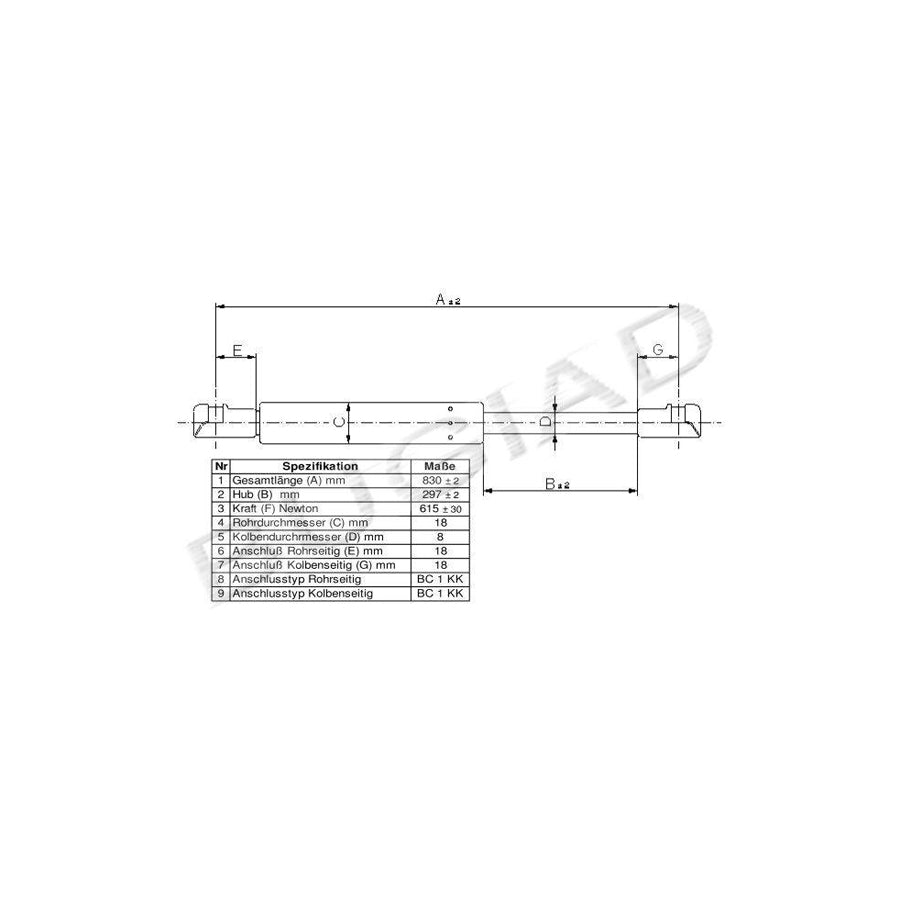 Bugiad BGS11222 Tailgate Strut For Renault Kangoo