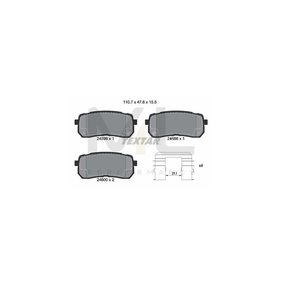 TEXTAR 2459901 Brake pad set with acoustic wear warning | ML Performance Car Parts