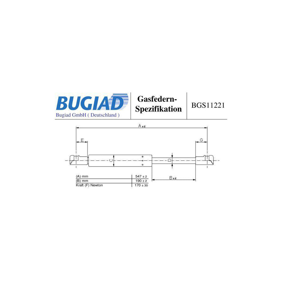 Bugiad BGS11221 Gas Spring, Rear Windscreen For Renault Espace Iv (Jk)