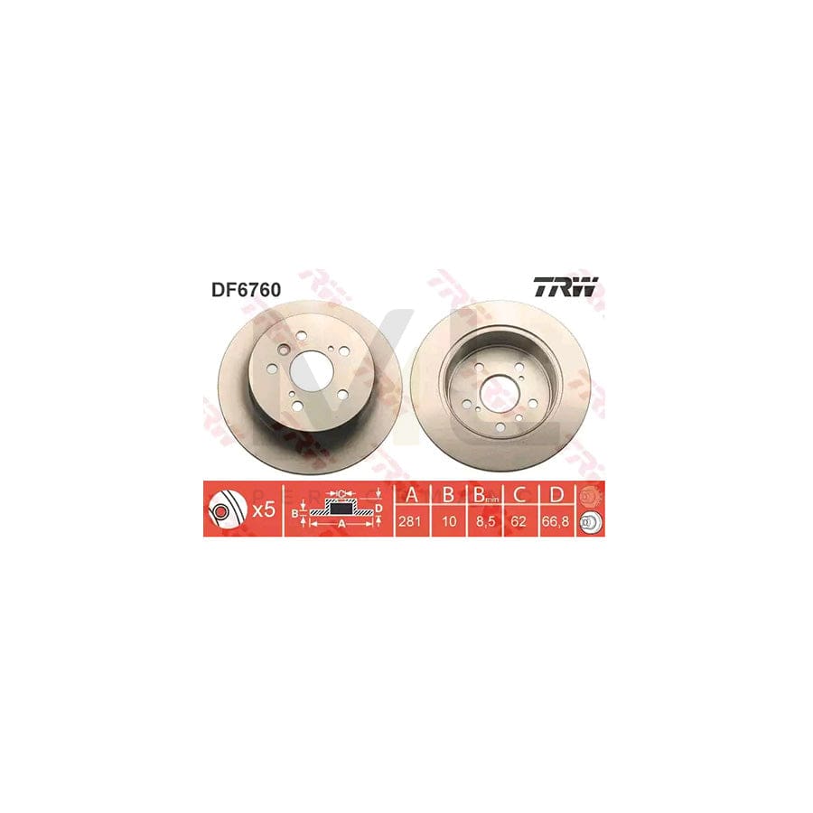 TRW DF6760 Brake Disc Solid, Painted | ML Performance Car Parts