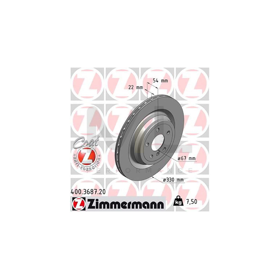 ZIMMERMANN COAT Z 400.3687.20 Brake Disc Internally Vented, Coated, High-carbon | ML Performance Car Parts