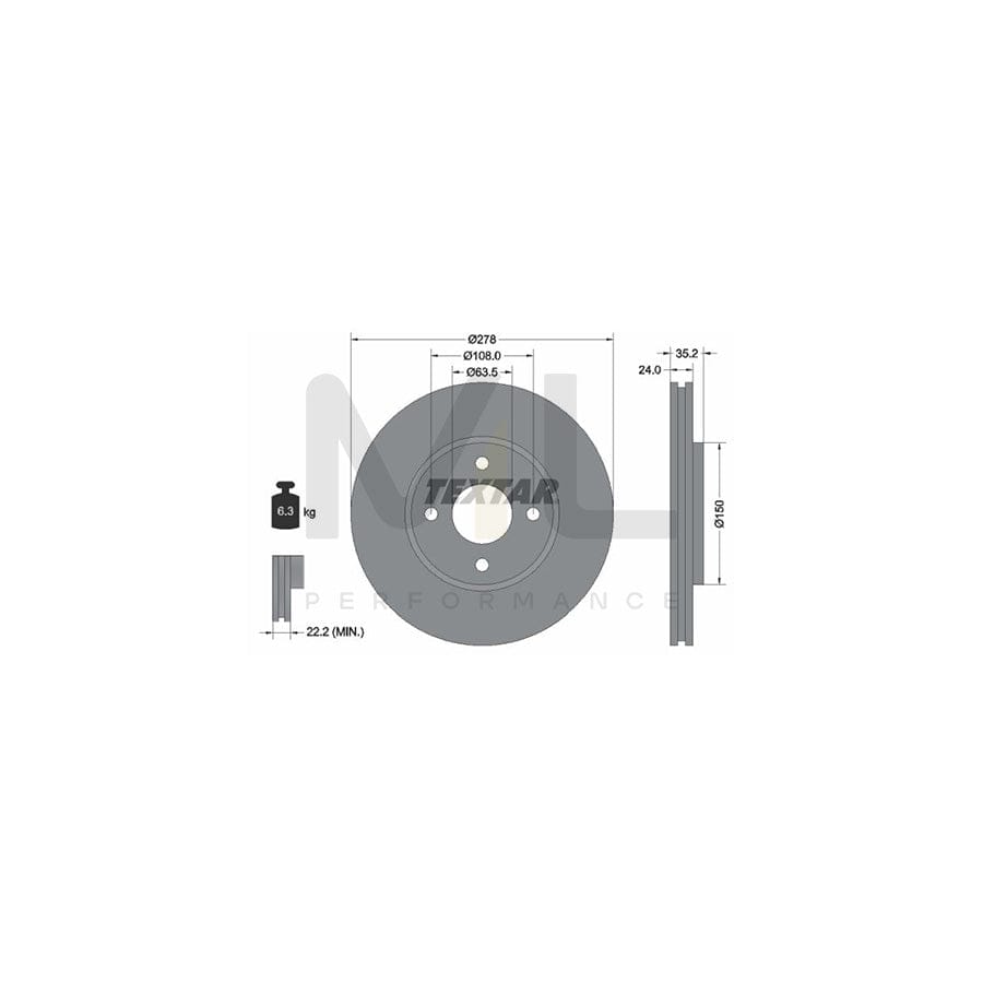 TEXTAR 92131300 Brake Disc Externally Vented, without wheel hub, without wheel studs | ML Performance Car Parts