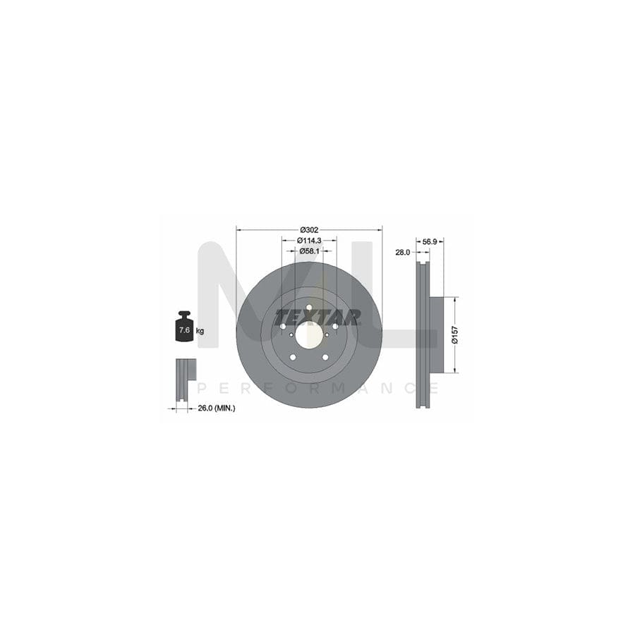 TEXTAR PRO 92286203 Brake Disc Internally Vented, Coated, without wheel hub, without wheel studs | ML Performance Car Parts