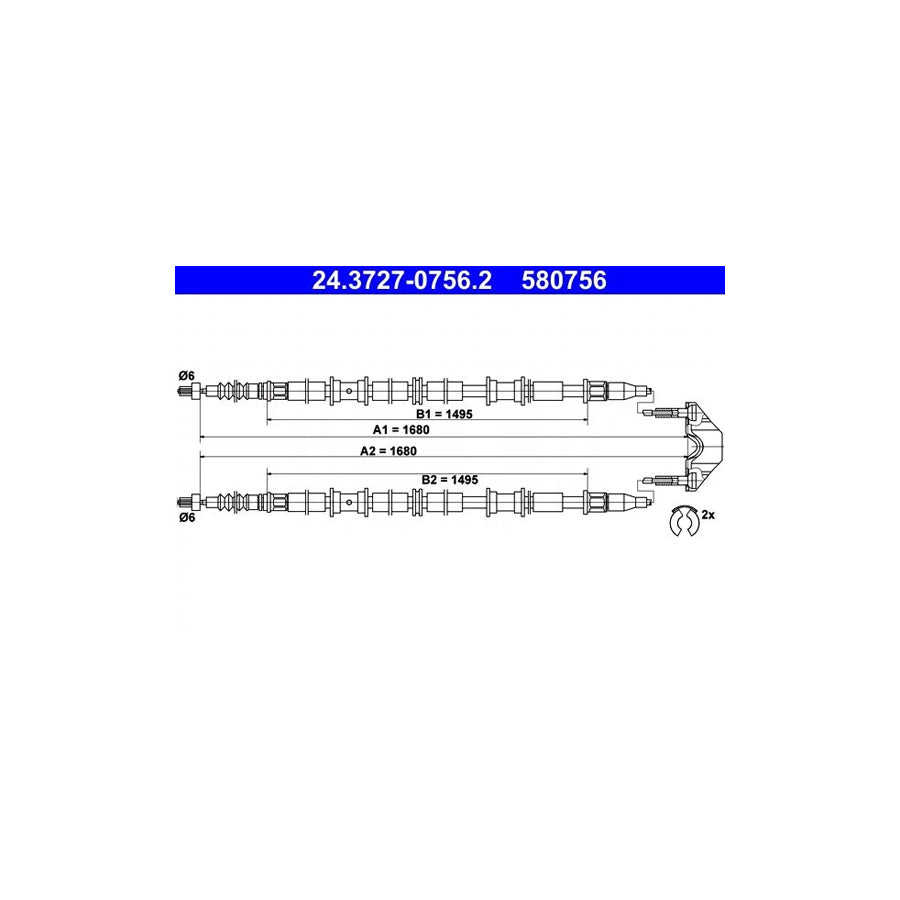 ATE 24.3727-0756.2 Hand Brake Cable