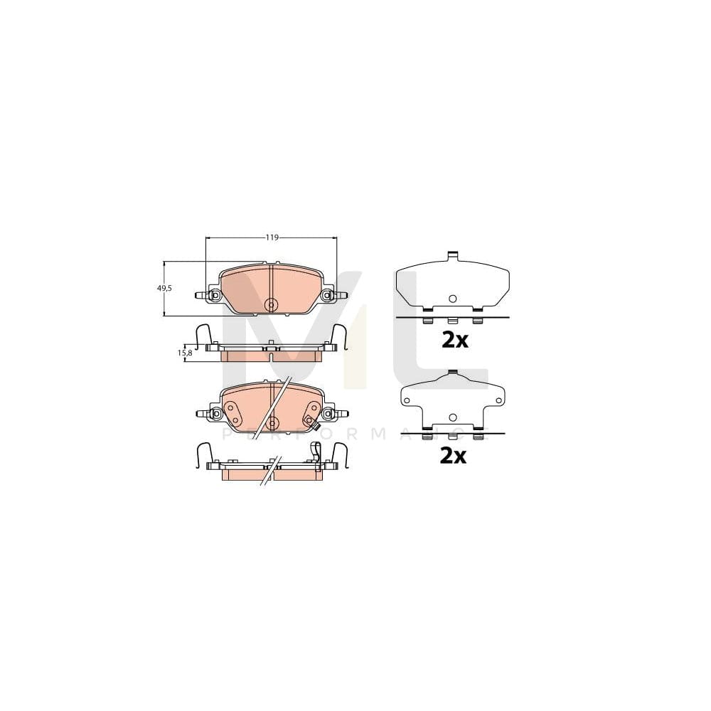 TRW Gdb2217 Brake Pad Set For Honda Cr-V V (Rw, Rt) With Acoustic Wear Warning, With Accessories | ML Performance Car Parts