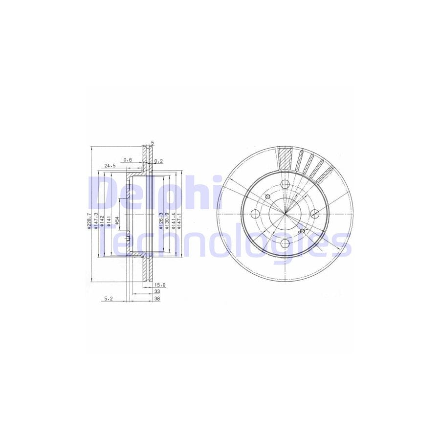 Delphi Bg3173 Brake Disc For Toyota Starlet Iv Hatchback (P80)