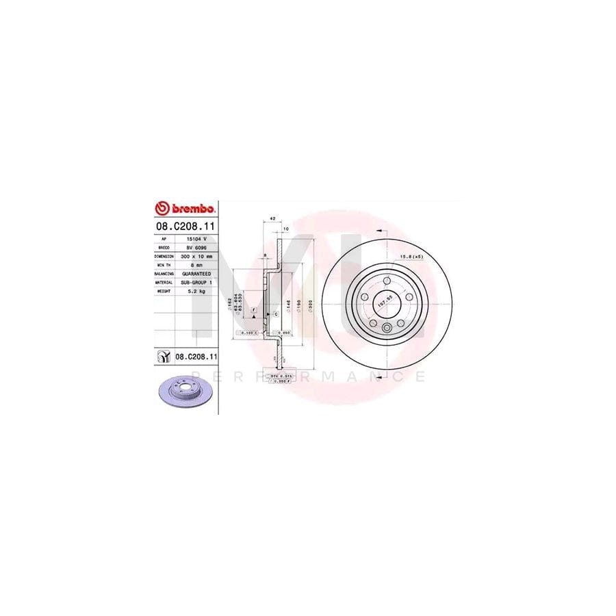 BREMBO COATED DISC LINE 08.C208.11 Brake Disc Solid, Coated | ML Performance Car Parts