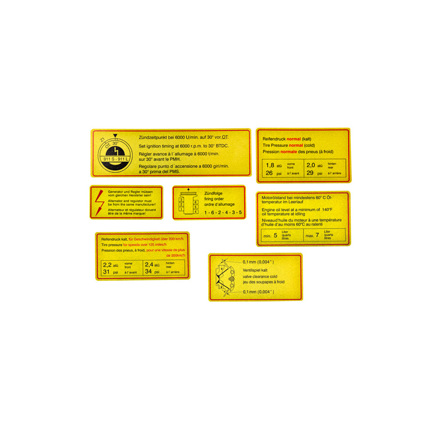 Genuine Porsche Adhesive Labels Set With Red Border For Engine Compartment For Porsche 911 | ML Performance UK Car Parts