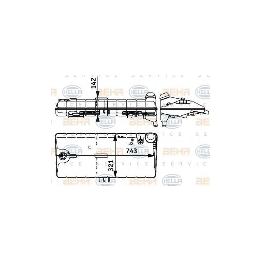 Hella 8MA 376 705-381 Coolant Expansion Tank