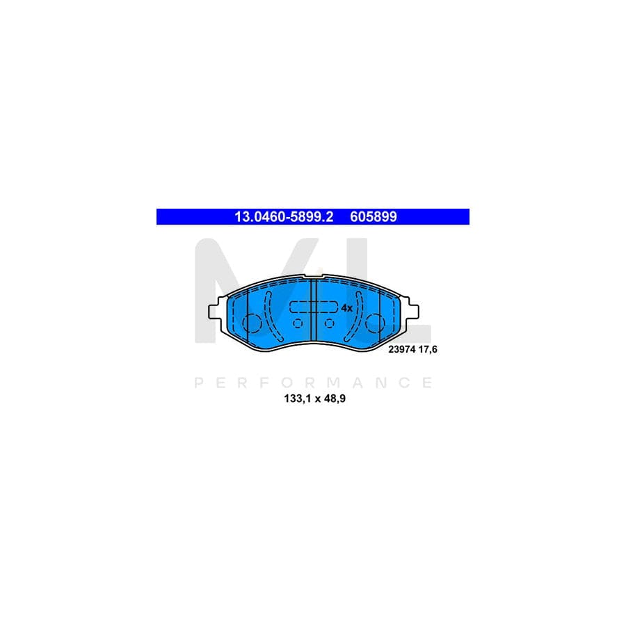 ATE 13.0460-5899.2 Brake pad set excl. wear warning contact, not prepared for wear indicator | ML Performance Car Parts